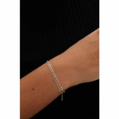 Oliver Bonas Silver Tone Carmine Heart Link Chain Double Row Bracelet -Default Template 2 unnamed file 2074