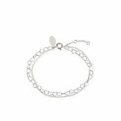 Oliver Bonas Silver Tone Carmine Heart Link Chain Double Row Bracelet -Default Template 2 unnamed file 2076