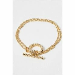 Oliver Bonas Gold Marina Twist T Bar Layered Chain Bracelet -Default Template 2 unnamed file 2084