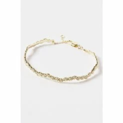 Oliver Bonas Gold Cordelia Multi Flower Casting Curved Lines Gold Plated Bangle