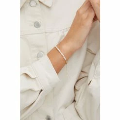 Oliver Bonas Edith Beaded White Pearl Gold Plated Chain Bracelet -Default Template 2 unnamed file 2102