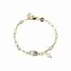 Oliver Bonas Grey Blythe Charm Paua Shell & Pearl Drop Gold Plated Chain Bracelet -Default Template 2 unnamed file 2104