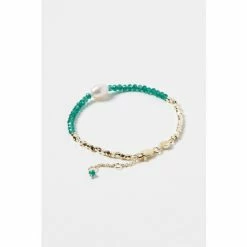 Oliver Bonas Green Geila Beaded Jade And Pearl Gold Plated Chain Bracelet -Default Template 2 unnamed file 2116