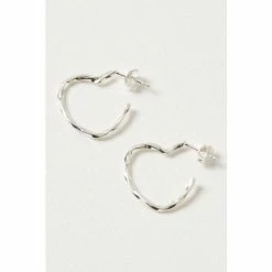 Oliver Bonas Heart Twist Outline Silver Hoop Earrings