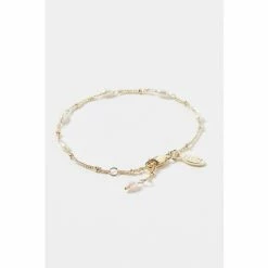 Oliver Bonas Mila White Pearl Detail Gold Plated Brass Chain Bracelet -Default Template 2 unnamed file 2132
