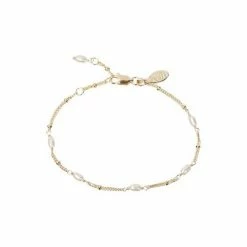 Oliver Bonas Mila White Pearl Detail Gold Plated Brass Chain Bracelet -Default Template 2 unnamed file 2136