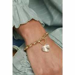 Oliver Bonas Womens Gold Plated Brass Adelaide Chunky Chain & Heart Charm Bracelet -Default Template 2 unnamed file 2152