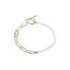 Oliver Bonas Womens White Odina Half Chain & Pearl Fob Clasp Gold Plated Brass Bracelet -Default Template 2 unnamed file 2162