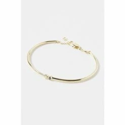 Oliver Bonas Aurora Flower Casting Detail Gold Plate Brass Bangle