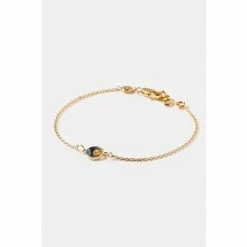 Oliver Bonas Grey Lottie Curved Abalone Shell Inlay Disc Gold Plated Chain Bracelet