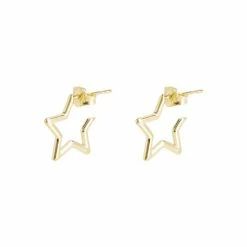 Oliver Bonas Star Outline Small Gold Plated Brass Hoops