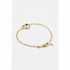 Oliver Bonas Black Kymani Engraved Disc And Stone Inlay Gold Plated Bracelet -Default Template 2 unnamed file 2206