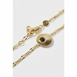 Oliver Bonas Black Kymani Engraved Disc And Stone Inlay Gold Plated Bracelet -Default Template 2 unnamed file 2207