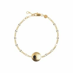 Oliver Bonas Black Kymani Engraved Disc And Stone Inlay Gold Plated Bracelet -Default Template 2 unnamed file 2208