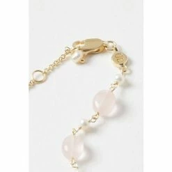 Oliver Bonas Pink Clover Pearl And Blue Lace Agate Gold Plated Bracelet -Default Template 2 unnamed file 2215
