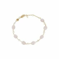 Oliver Bonas Pink Clover Pearl And Blue Lace Agate Gold Plated Bracelet -Default Template 2 unnamed file 2218