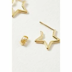 Oliver Bonas Star Outline Small Gold Plated Brass Hoops -Default Template 2 unnamed file 222