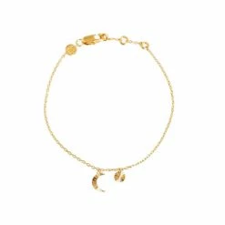 Oliver Bonas Luna Engraved Moon & Disc Gold Plated Brass Bracelet