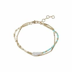 Oliver Bonas Natural Louisa Seed Beads And Pearls Layered Chain Bracelet