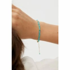 Oliver Bonas Blue Jovie Beaded Nugget Amazonite Gold Plated Chain Bracelet -Default Template 2 unnamed file 2272