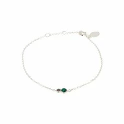 Oliver Bonas Briar Disc And Green Malachite Inlay Dot Sterling Silver Bracelet