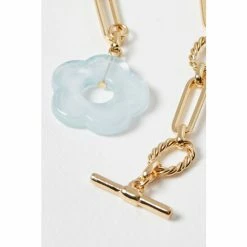 Oliver Bonas Gold Gali Blue Flower T Bar Chain Bracelet -Default Template 2 unnamed file 2317