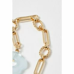 Oliver Bonas Gold Gali Blue Flower T Bar Chain Bracelet -Default Template 2 unnamed file 2318