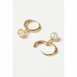Oliver Bonas Alula Round Pearl Drop Gold Plated Huggie Earrings -Default Template 2 unnamed file 232