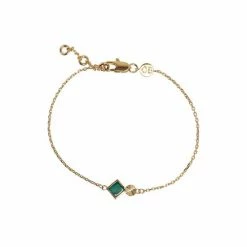 Oliver Bonas Corliss Square Stone & Engraved Disc Malachite, Gold Plated Brass Bracelet -Default Template 2 unnamed file 2325