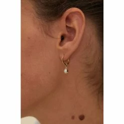 Oliver Bonas Alula Round Pearl Drop Gold Plated Huggie Earrings -Default Template 2 unnamed file 233