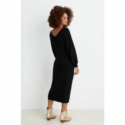 Oliver Bonas Button Through Knitted Black Midi Dress -Default Template 2 unnamed file 2338