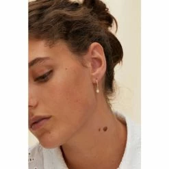 Oliver Bonas Alula Round Pearl Drop Gold Plated Huggie Earrings -Default Template 2 unnamed file 234