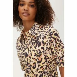 Oliver Bonas Brown Neutral Animal Print Yellow Mini Shirt Dress -Default Template 2 unnamed file 2347