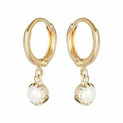 Oliver Bonas Alula Round Pearl Drop Gold Plated Huggie Earrings -Default Template 2 unnamed file 235