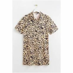 Oliver Bonas Brown Neutral Animal Print Yellow Mini Shirt Dress -Default Template 2 unnamed file 2353