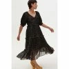 Oliver Bonas Black Metallic Polka Dot Puff Sleeve Black Midi Dress -Default Template 2 unnamed file 2372