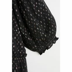 Oliver Bonas Black Metallic Polka Dot Puff Sleeve Black Midi Dress -Default Template 2 unnamed file 2378