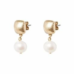 Oliver Bonas White Ottileigh Square And Pearl Drop Stud Earrings -Default Template 2 unnamed file 241