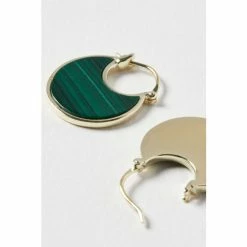 Oliver Bonas Green Caia Curve Malachite Gold Plated Hoop Earrings -Default Template 2 unnamed file 279