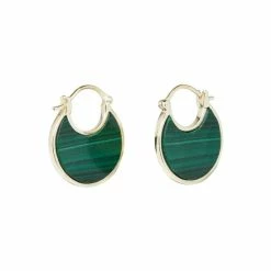 Oliver Bonas Green Caia Curve Malachite Gold Plated Hoop Earrings -Default Template 2 unnamed file 280