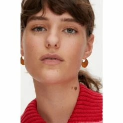 Oliver Bonas Green Caia Curve Malachite Gold Plated Hoop Earrings -Default Template 2 unnamed file 282