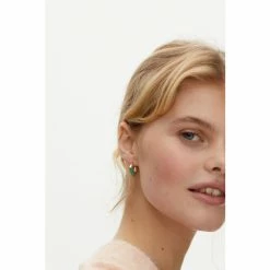 Oliver Bonas Asher Green Enamel Inlay Square Hoop Earrings -Default Template 2 unnamed file 287