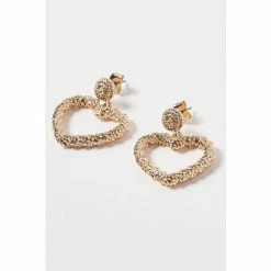 Oliver Bonas Senna Gold Coloured Twist Detail Heart Drop Earrings