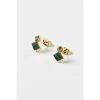 Oliver Bonas Green Corliss Square Stone And Engraved Disc Stud Malachite, Gold Plated Brass Earrings -Default Template 2 unnamed file 30