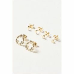 Oliver Bonas Gold Plated Asher Pebbles And Nugget Stud Earrings -Default Template 2 unnamed file 300
