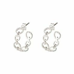 Oliver Bonas Silver Tone Isandro Loop Twist Link Hoop Earrings