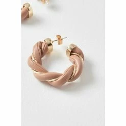 Oliver Bonas Natural Naia Brown Plait Hoop Earrings -Default Template 2 unnamed file 325