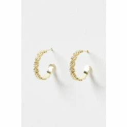 Oliver Bonas GOLD Tone Cordelia Multi Flower Casting Hoop Earrings