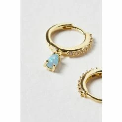 Oliver Bonas Blue Pavati Inlay Hoop And Stone Gold Plated Drop Hoop Earrings -Default Template 2 unnamed file 346