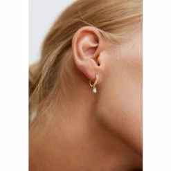 Oliver Bonas Blue Pavati Inlay Hoop And Stone Gold Plated Drop Hoop Earrings -Default Template 2 unnamed file 347